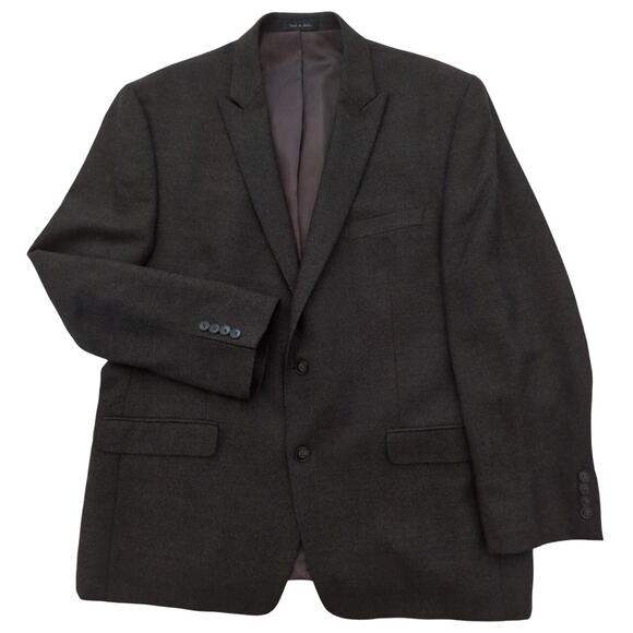 Calvin Klein Men's 100% Wool Brown Black 2 Button Blazer Sport Coat Size 46R - Picture 1 of 8
